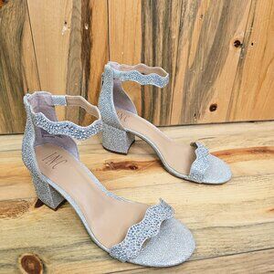 INC International Concepts Hadwin Silver Sparkly Block Heels